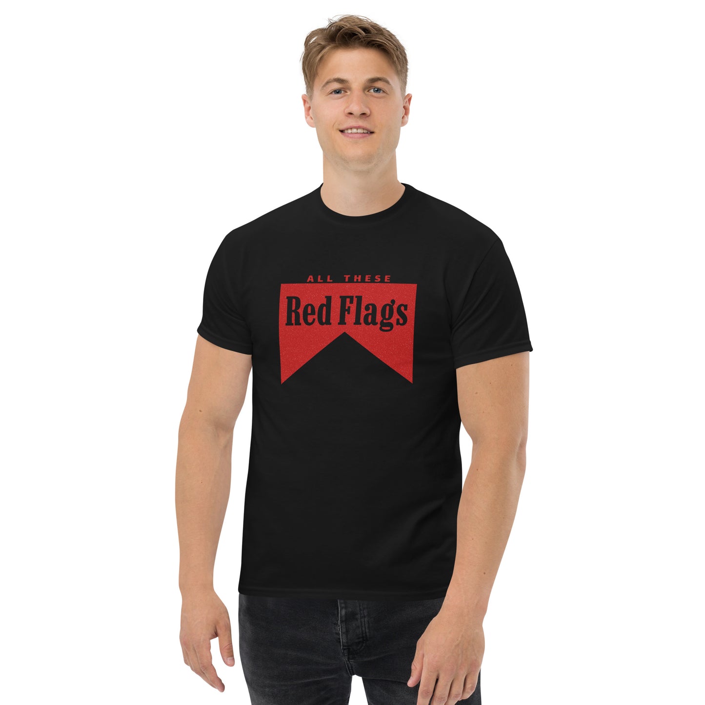 Red Flags Tee Shirt - White/Natural/Black