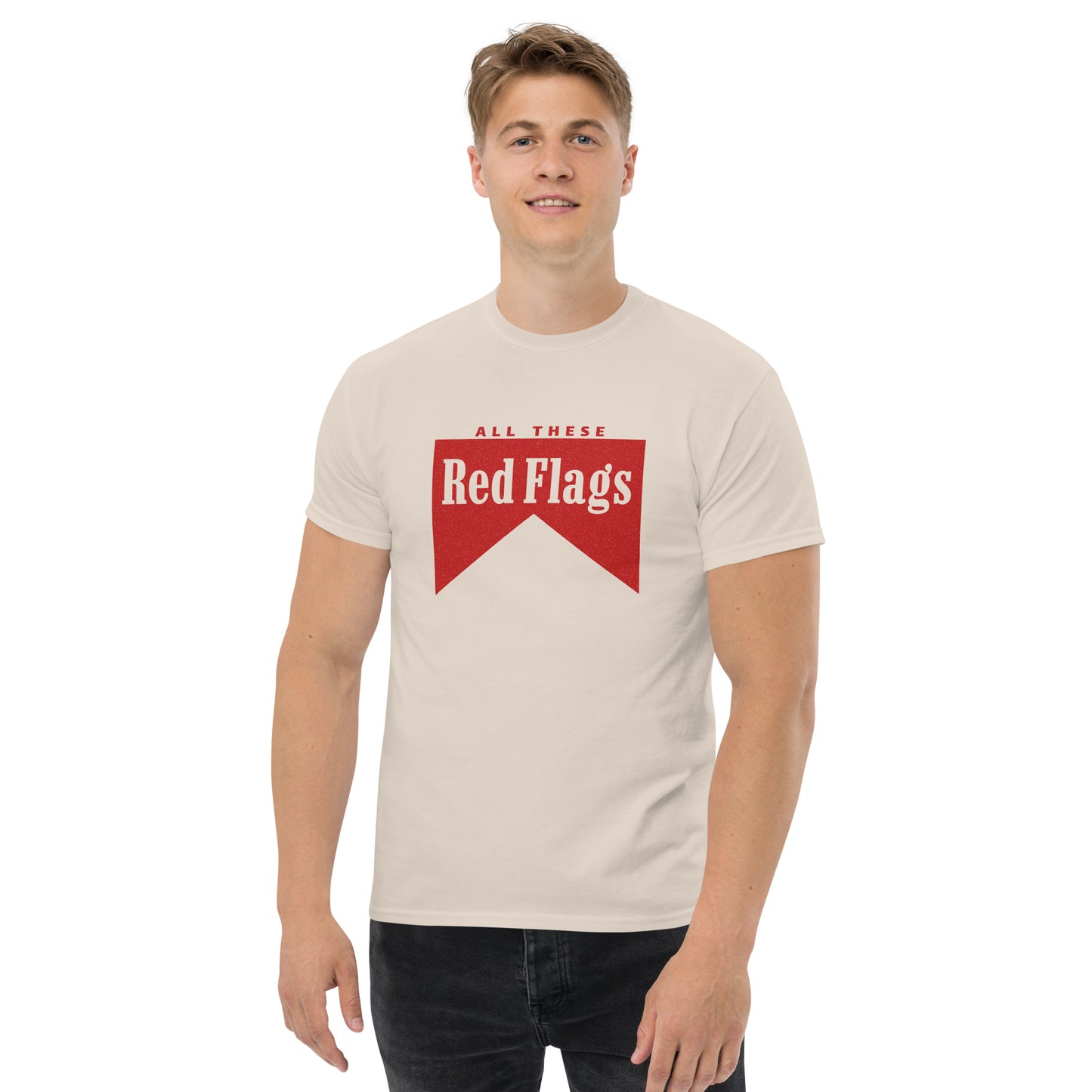Red Flags Tee Shirt - White/Natural/Black