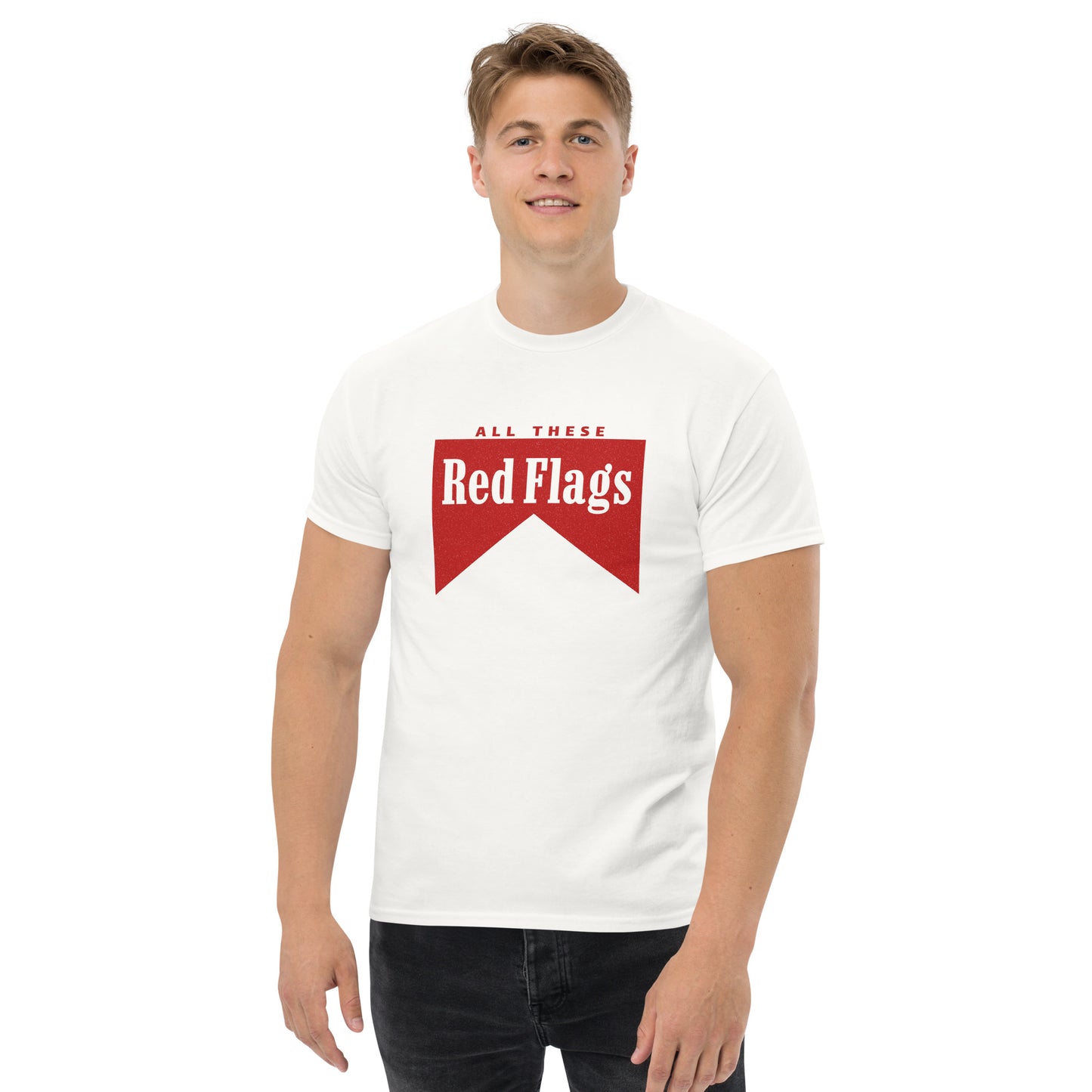 Red Flags Tee Shirt - White/Natural/Black