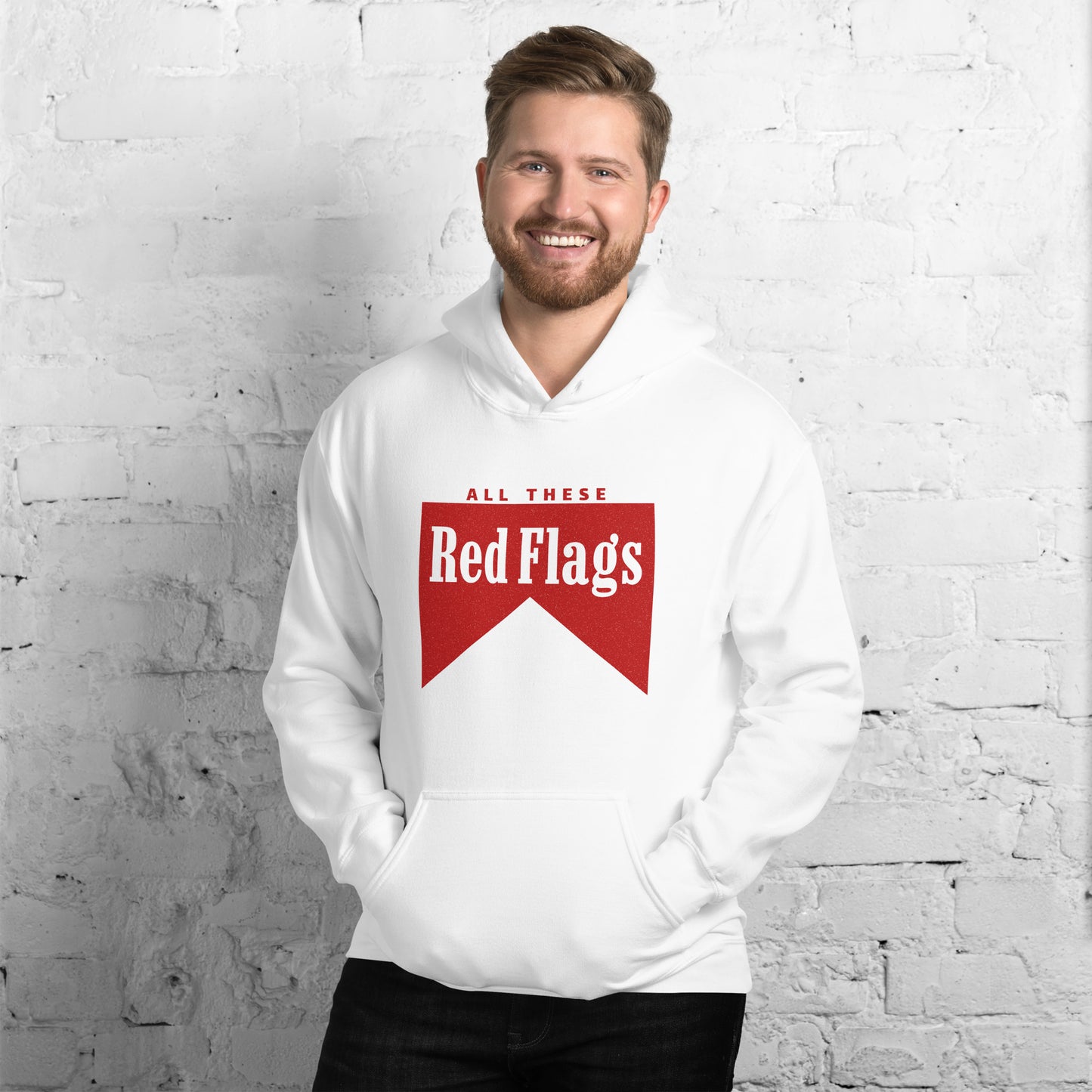 Red Flags Hoodie - White/Black/Sand (Upsize Recommended)