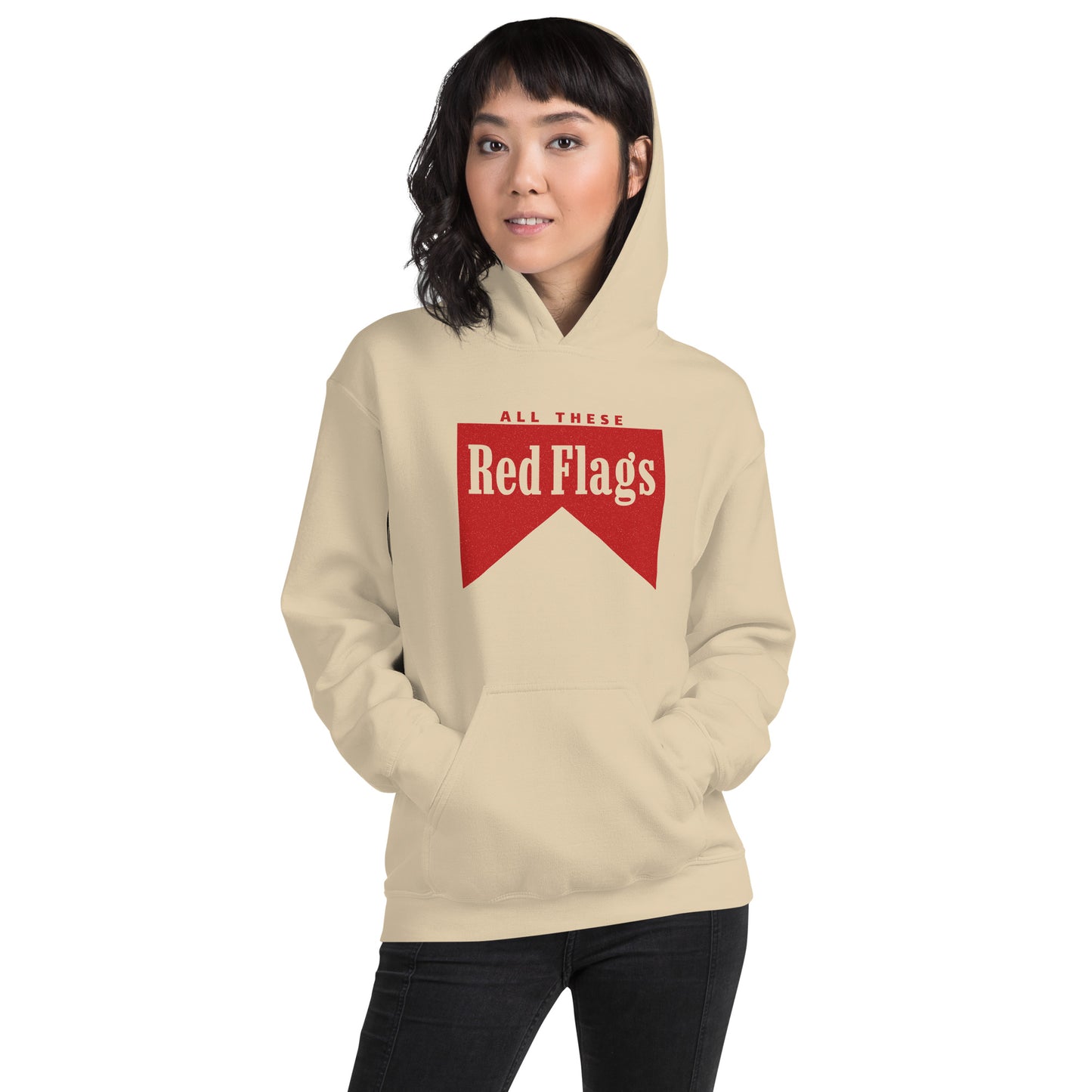 Red Flags Hoodie - White/Black/Sand (Upsize Recommended)