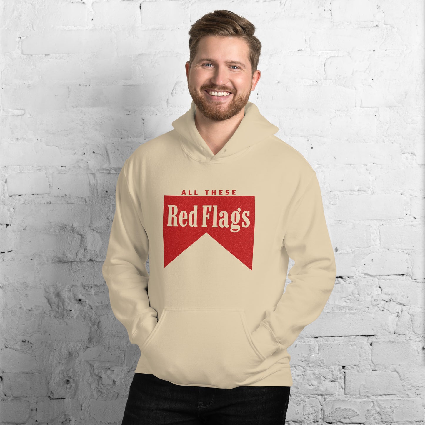 Red Flags Hoodie - White/Black/Sand (Upsize Recommended)